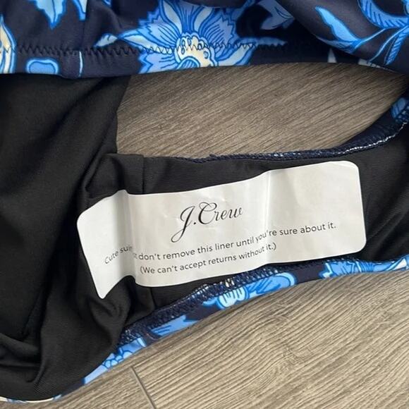 NWT J.Crew Floral Ruched One Shoulder Swimsuit BM459 24 Midnight Blue #2904 - Picture 11 of 14